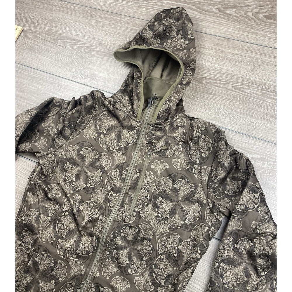 The North Face Women's Repeating Pattern Full Zip‎ Hooded Fleece Jacket Brown S